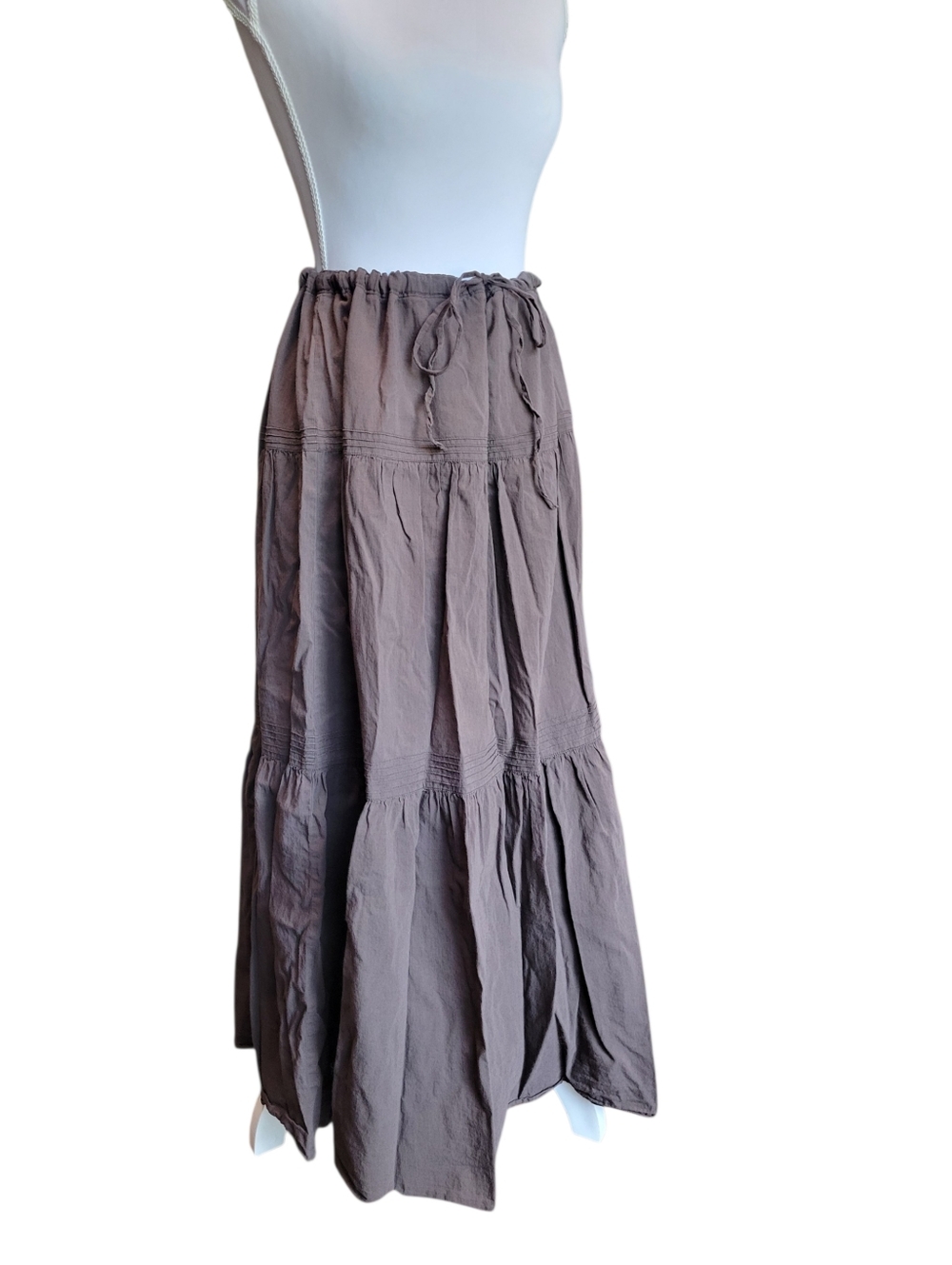 Y2K GAP Brown Cotton Tiered Maxi Skirt - Picture 2 of 7